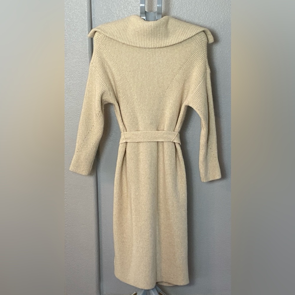 Express Ribbed Collared Belted Duster Cardigan - image 2